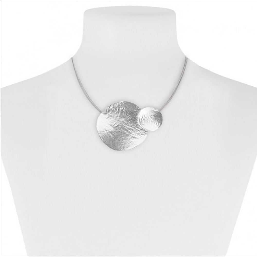 Multi Strand Silver Disk Necklace